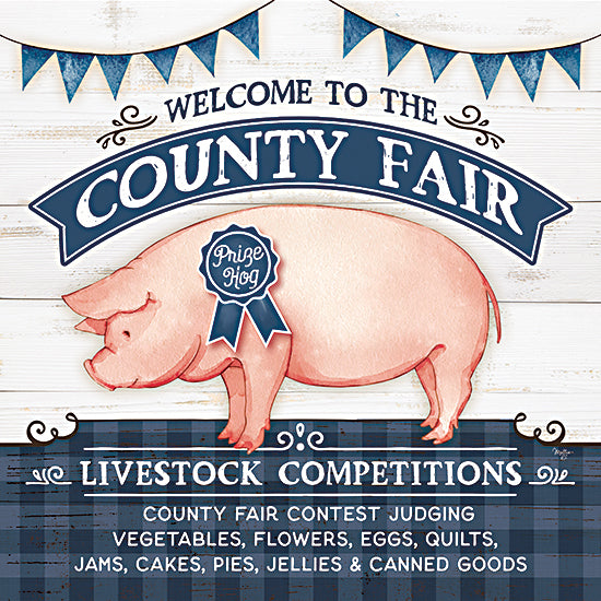 Mollie B. MOL2680 - MOL2680 - Blue Ribbon Pig - 12x12 Farm, Pig, Welcome to the County Fair, Typography, Signs, Textual Art, Blue Ribbon, Farmhouse/Country, Banner from Penny Lane