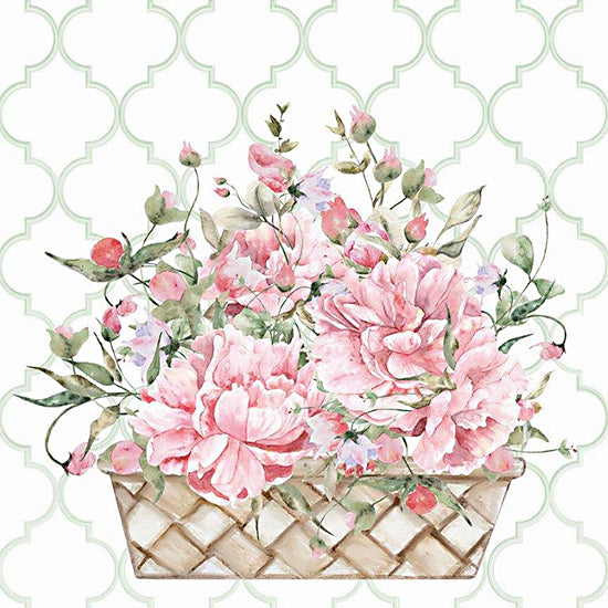 Mollie B. MOL2684 - MOL2684 - Floral Basket - 12x12 Flowers, Pink Flowers, Flower Basket,  Bouquet, Flower Buds, Spring, Patterned Background from Penny Lane
