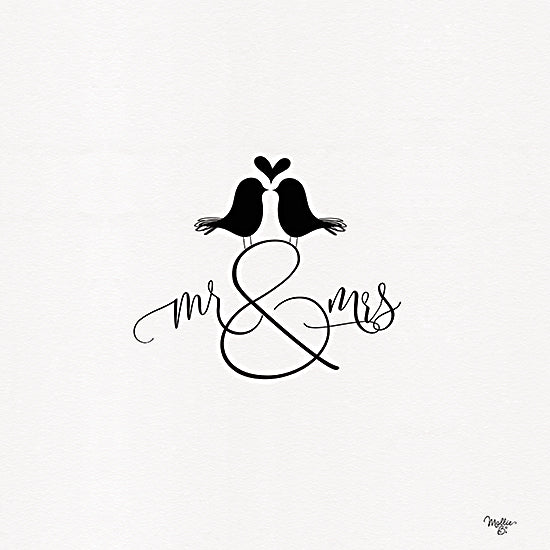 Mollie B. MOL2688 - MOL2688 - Mr. & Mrs. Love Birds II - 12x12 Wedding, Mr. & Mrs., Typography, Signs, Textual Art, Black & White, Birds, Love Birds, Heart from Penny Lane