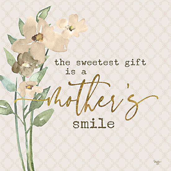 Mollie B. MOL2692 - MOL2692 - A Mother's Smile - 12x12 Inspirational, Mom, The Sweetest Gift is a Mother's Smile, Typography, Signs, Textual Art, Flowers, Spring, Spring Flowers, Patterned Background from Penny Lane
