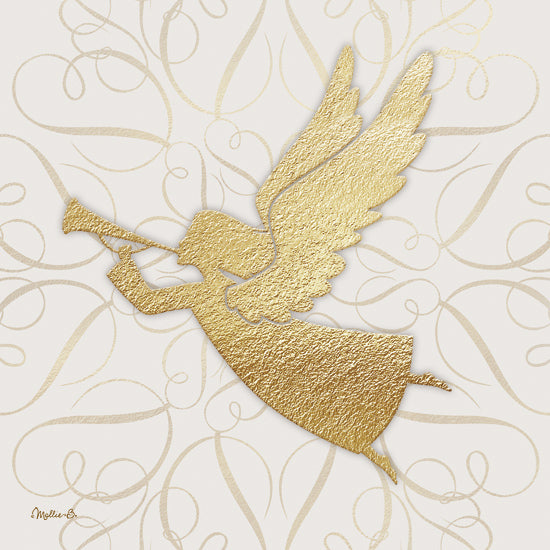 Mollie B. MOL2704 - MOL2704 - Golden Angel - 12x12 Christmas, Holidays, Religious, Angel, Angel Blowing Horn, Swirls, Patterns, Gold from Penny Lane