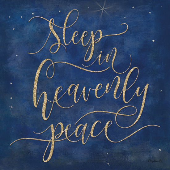 Mollie B. MOL2710 - MOL2710 - Sleep in Heavenly Peace - 12x12 Christmas, Holidays, Religious, Christmas Song, Sleep in Heavenly Peace, Typography, Signs, Textual Art, Gold, Blue, Stars, Winter from Penny Lane