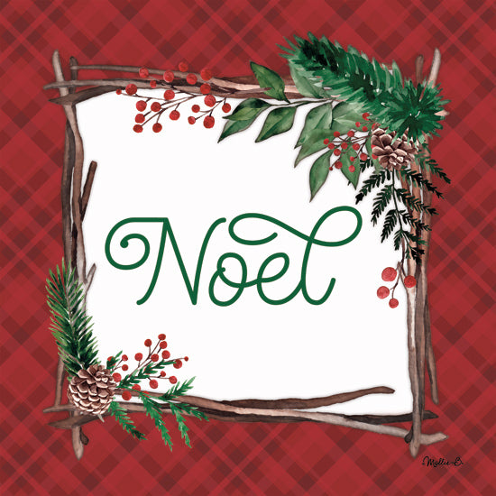 Mollie B. MOL2720 - MOL2720 - Noel with Pinecones - 12x12 Christmas, Holidays, Pine Swag, Pine Cones, Stick Wreath, Noel, Typography, Signs, Textual Art, Nature, Winter, Plaid, Patterns from Penny Lane