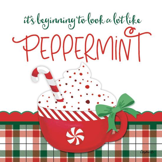 Mollie B. MOL2722 - MOL2722 - Looks Like Peppermint - 12x12 Christmas, Holidays, Cocoa, Candy Cane, Kitchen, It's Beginning to Look a Lot Like Peppermint, Typography, Signs, Textual Art, Plaid, Patterns, Winter from Penny Lane