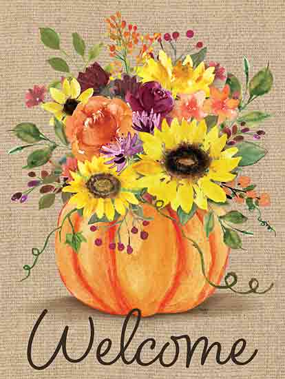 Mollie B. MOL2753 - MOL2753 - Pumpkin Planter - 12x16 Fall, Still Life, Pumpkin Planter, Sunflowers, Flowers, Fall Flowers, Greenery, Burlap, Welcome, Typography, Signs, Textual Art from Penny Lane