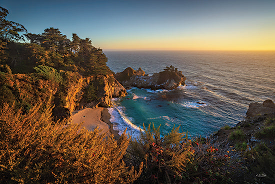 Martin Podt MPP1072 - MPP1072 - McWay Falls at Sunset - 18x12 Photography, Coastal, Landscape, McWay Falls, Big Sur, State Park, California, Trees, Sunset, Nature from Penny Lane