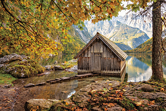Martin Podt MPP645 - MPP645 - The Boathouse - 18x12 Boathouse, Lake, Mountains, Trees, Photography from Penny Lane