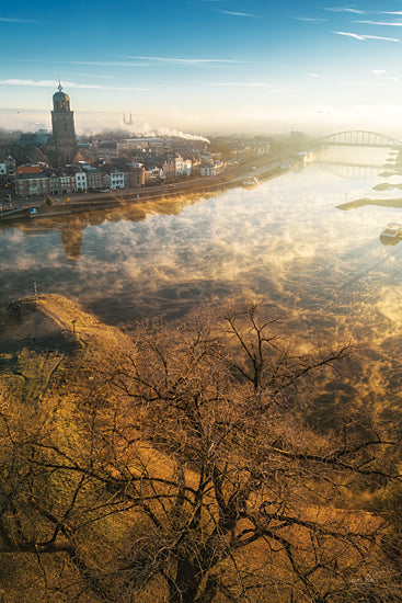 Martin Podt MPP983 - MPP983 - Foggy Morning in Deventer II - 12x18 Photography, Landscape, Deventer, Historical City, Netherlands, Dutch, Buildings, City, Travel, Foggy Morning, Trees from Penny Lane