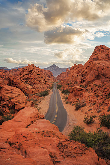 Martin Podt MPP994 - MPP994 - Sunset in the Valley of Fire - 12x18 Photography, Landscape, Valley of Fire, State Park, Nevada, Rock Formations, Road, Sky, Clouds from Penny Lane