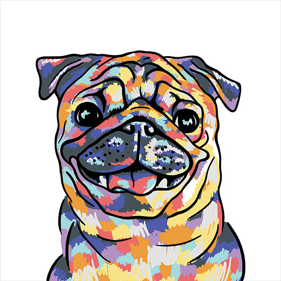 Masey St. Studios MS213 - MS213 - Rainbow Pug - 12x12 Whimsical, Animals, Pets, Dog, Pug, Rainbow Colored, Watercolor from Penny Lane