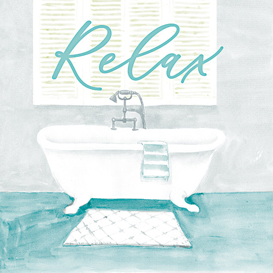 Masey St. Studios MS267 - MS267 - Relax Tub - 12x12 Bath, Bathroom, Relax, Typography, Signs, Textual Art, Bathtub, Window, Blue and White from Penny Lane