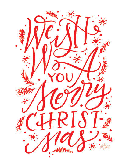 MakeWells MW104 - MW104 - Merry CHRIST-mas    - 12x16 Christmas, Holidays, We Wish You a Merry Christmas, Typography, Signs, Textual Art, Winter, Red & White from Penny Lane