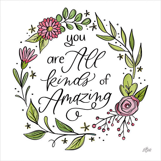 MakeWells MW125 - MW125 - All Kinds of Amazing - 12x16 Inspirational, You are All Kinds of Amazing, Typography, Signs, Motivational, Flowers, Pink Flowers, Wreath, Spring from Penny Lane