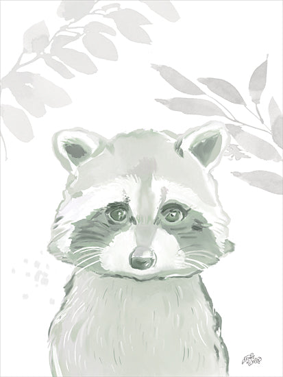 MakeWells MW133 - MW133 - Leafy Raccoon - 12x16 Whimsical, Raccoon, Leaves, Portrait, Neutral Palette from Penny Lane