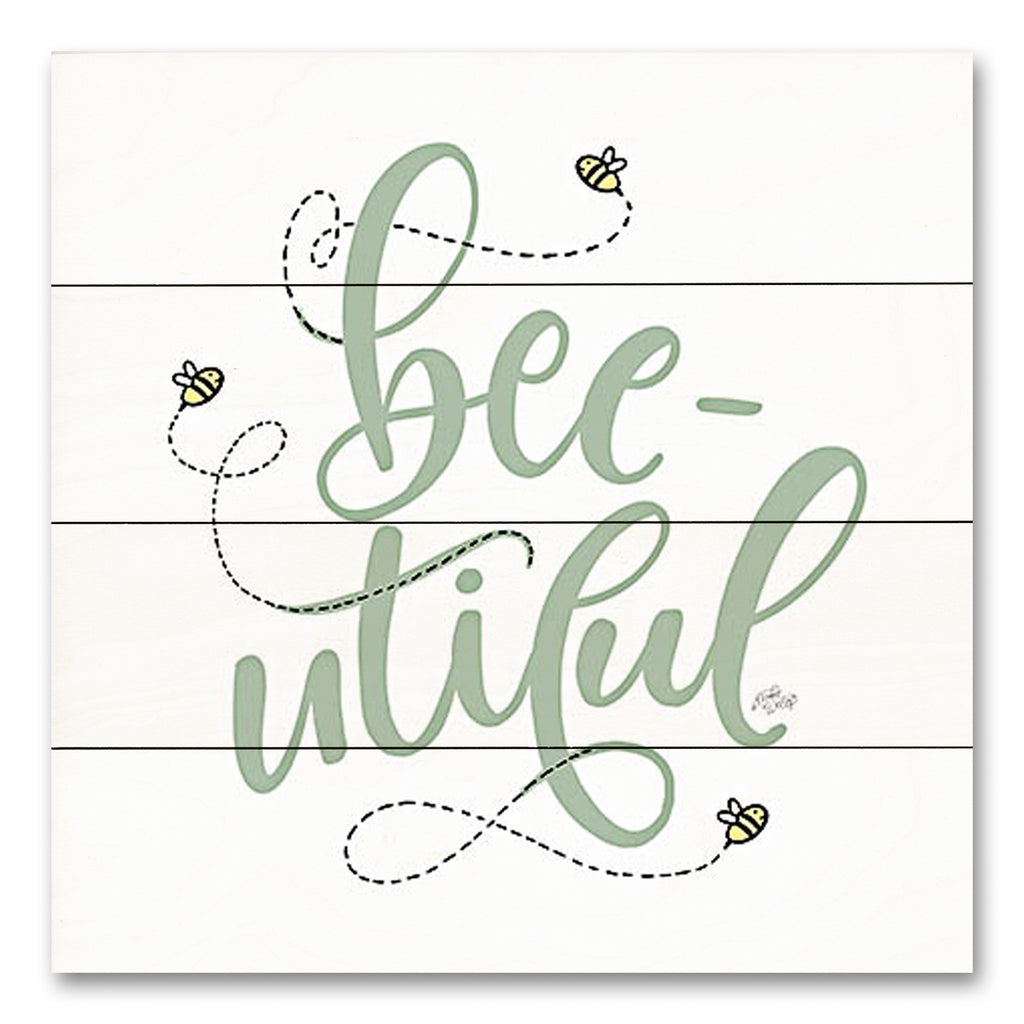 MakeWells MW141PAL - MW141PAL - Sage Bee-utiful - 12x12 Bees, Bee-utiful, Beautiful, Typography, Signs, Tween, Textual Art, Spring from Penny Lane