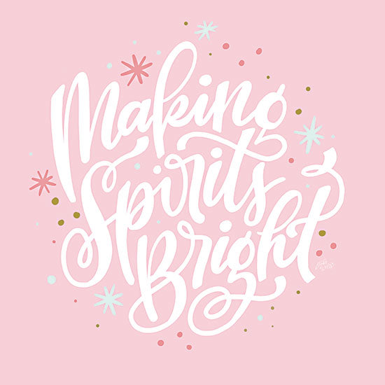 MakeWells MW144 - MW144 - Making Spirits Bright - 12x12 Christmas, Holidays, Making Spirits Bright, Pink and White, Typography, Signs, Textual Art, Stars, Polka Dots, Music from Penny Lane