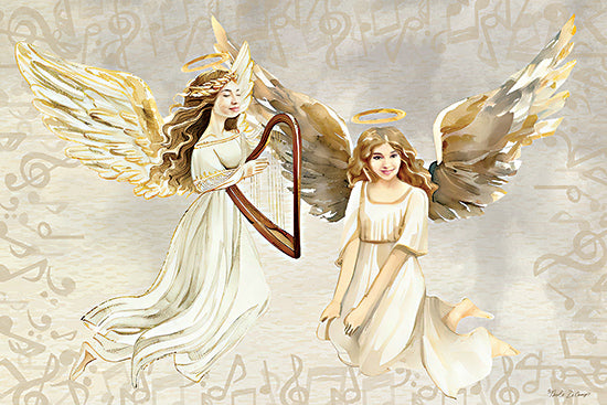 Nicole DeCamp ND108 - ND108 - Angelic Music - 18x12 Religious, Angels, Music Symbols, Harp, Gold  from Penny Lane