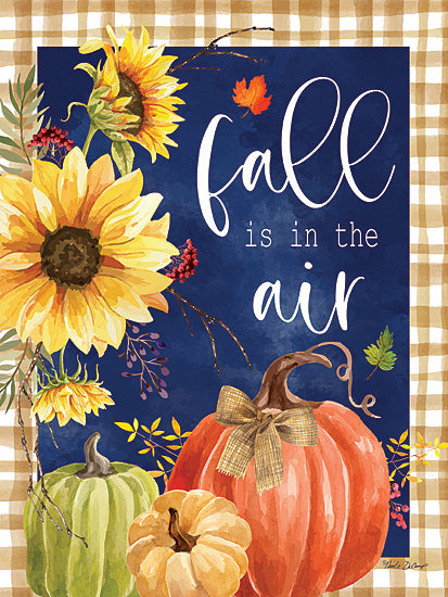 Nicole DeCamp ND144 - ND144 - Fall is in the Air - 12x16 Fall, Fall is in the Air, Typography, Signs, Textual Art, Sunflowers, Pumpkins, Leaves, Burlap, Bow, Berries, Greenery, Plaid, Border from Penny Lane