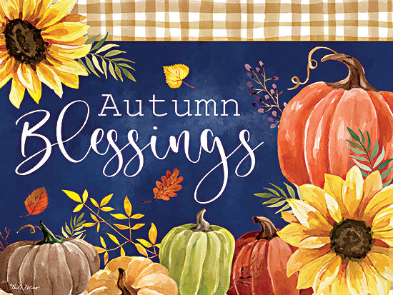 Nicole DeCamp ND145 - ND145 - Autumn Blessings - 16x12 Fall, Autumn Blessings, Typography, Signs, Textual Art, Sunflowers, Pumpkins, Leaves, Berries, Greenery, Plaid, Border from Penny Lane
