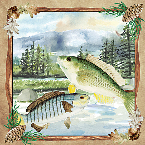 Nicole DeCamp ND183 - ND183 - Favorite Fish - 12x12 Fish, Lake, Lodge, Trees, Mountain, Pinecones, Acorns, Border, Nature from Penny Lane