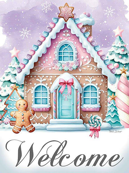 Nicole DeCamp ND313 - ND313 - Christmas Candyland Gingerbread House - 12x16 Christmas, Holidays, Kitchen, Train, Cookies, Gingerbread Man, Candy, Merry Christmas, Typography, Signs, Textual Art, Pink, Blue from Penny Lane
