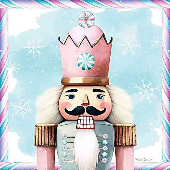 Nicole DeCamp ND320 - ND320 - Christmas Candyland Nutcracker I - 12x12 Christmas, Holidays, Nutcracker, Winter, Snowflakes, Candy Canes, Pink, Blue from Penny Lane