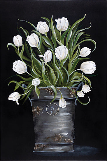 Julie Norkus NOR100 - NOR100 - Anniversary Bouquet - 12x18 Tulips, White Tulips, Galvanized Pail, Black Background, Spring, French Country from Penny Lane