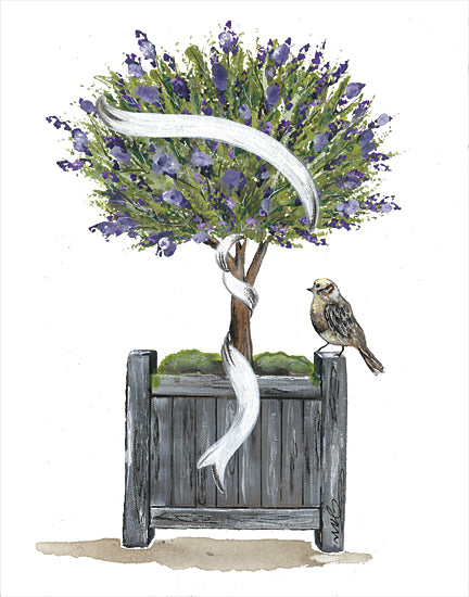 Julie Norkus NOR104 - NOR104 - Nancy's Joy - 12x16 Lavender Tree, Bird, Potted Tree, Banner, Flowers, Purple Flowers from Penny Lane