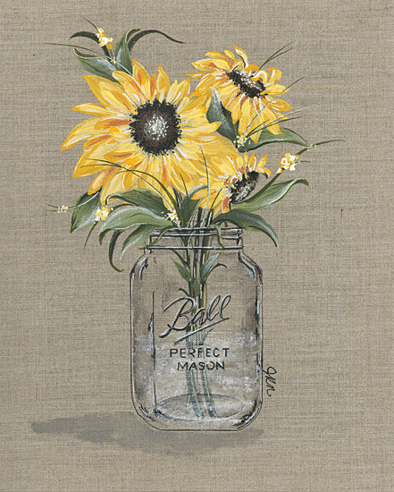 Julie Norkus NOR106 - NOR106 - Nana's Favorite - 12x16 Sunflowers, Flowers, Glass Jar, Ball Jar, Autumn, Burlap from Penny Lane