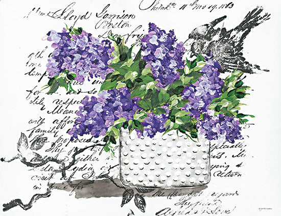 Julie Norkus NOR149 - NOR149 - Hobnail Lilac Bird - 16x12 Flowers, Lilacs, Purple Flowers, Bird from Penny Lane