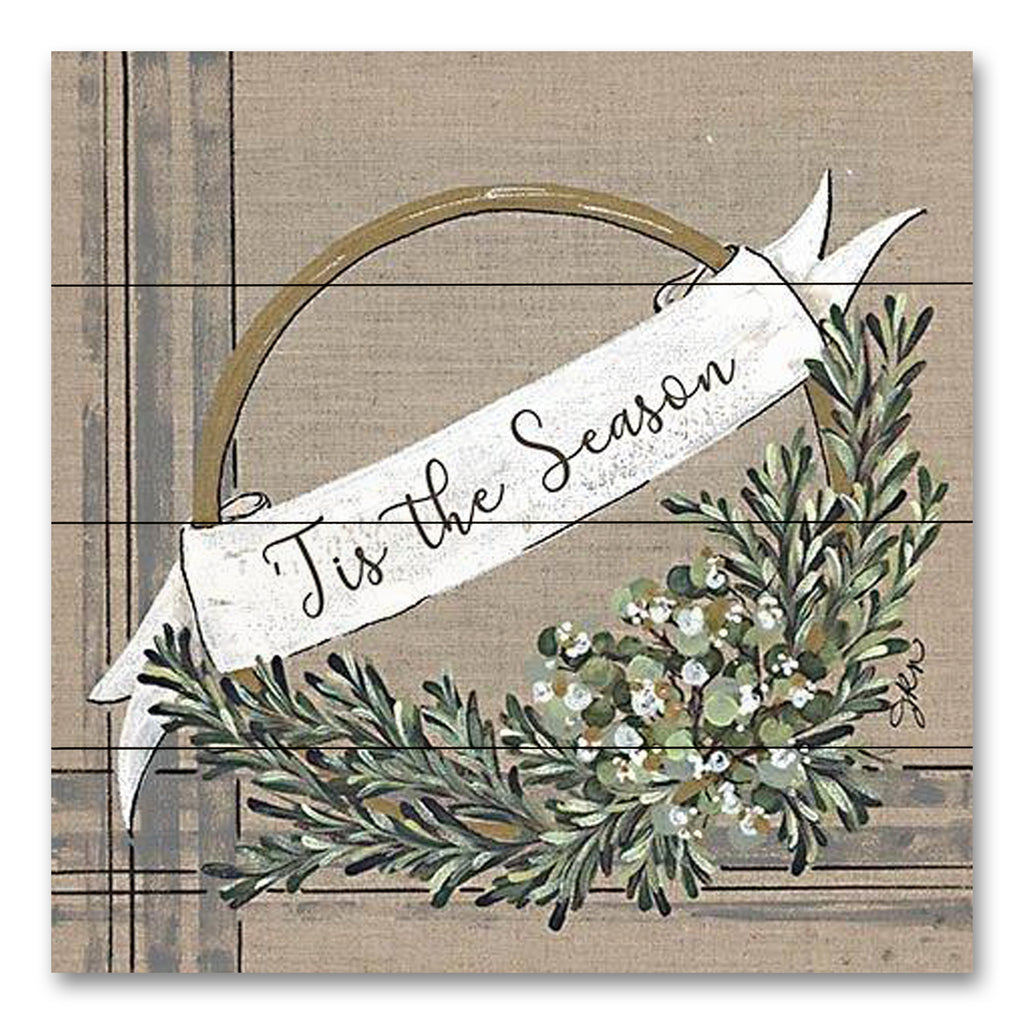 Julie Norkus NOR183PAL - NOR183PAL - 'Tis the Season - 12x12 Christmas, Holidays, Wreath, Greenery, Tis the Season, Typography, Signs, Winter, Rustic from Penny Lane