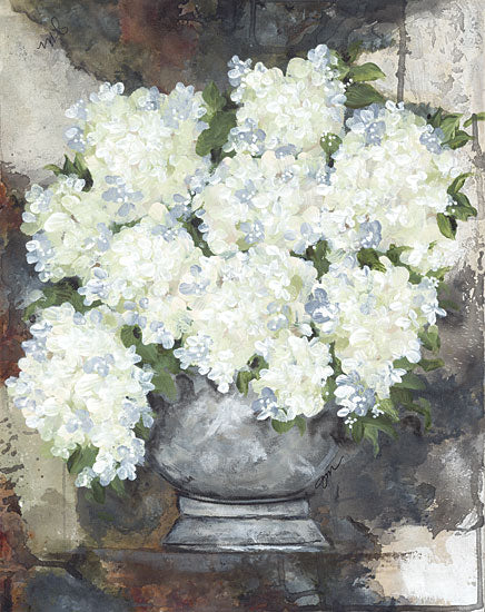 Julie Norkus NOR195 - NOR195 - Snowball Hydrangeas II - 12x16 Snowball Hydrangeas, Hydrangeas, Flowers, White Flowers, Vase, Abstract from Penny Lane