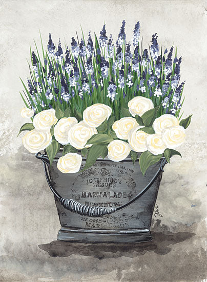 Julie Norkus NOR204 - NOR204 - Pail of Poises - 12x16 Pail, Flowers, Poises, Spring, Springtime, White Poses, Shabby Chic, Still Life from Penny Lane