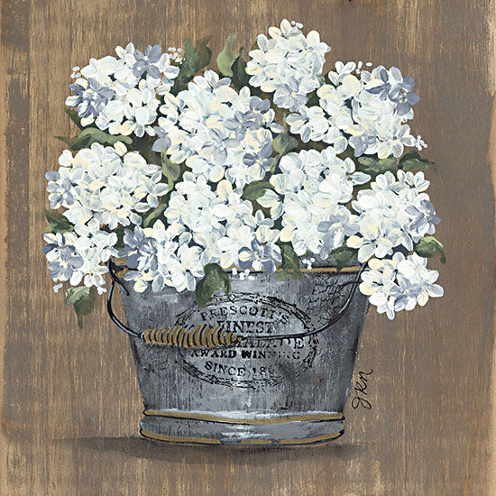 Julie Norkus NOR209 - NOR209 - Heavenly Hydrangeas I - 12x12 Flowers, Hydrangeas, Spring, Springtime, Bouquet, Pail, Still Life, Shabby Chic from Penny Lane