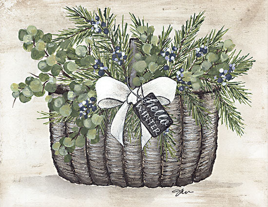 Julie Norkus NOR224 - NOR224 - Winter Greens Basket - 16x12 Greenery, Basket, Winter, Tag, Hello Winter, Berries, Eucalyptus, Cottage/Country from Penny Lane