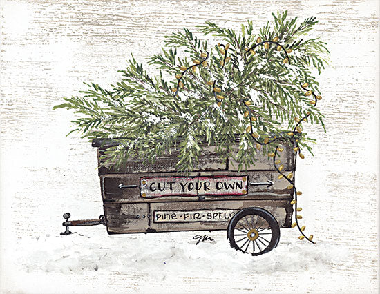 Julie Norkus NOR226 - NOR226 - Cut Your Own Trees Wagon - 16x12 Christmas, Holidays, Trees, Christmas, Tree, Winter, Rustic, Wagon, Cut Your Own, Tree Farm, Typography, Signs from Penny Lane