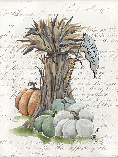 Julie Norkus NOR230 - NOR230 - Happy Harvest Corn Stalk - 12x16 Still Life, Pumpkins, Outside, Haystack, Happy Harvest, Fall, Banner, Typography, Signs from Penny Lane