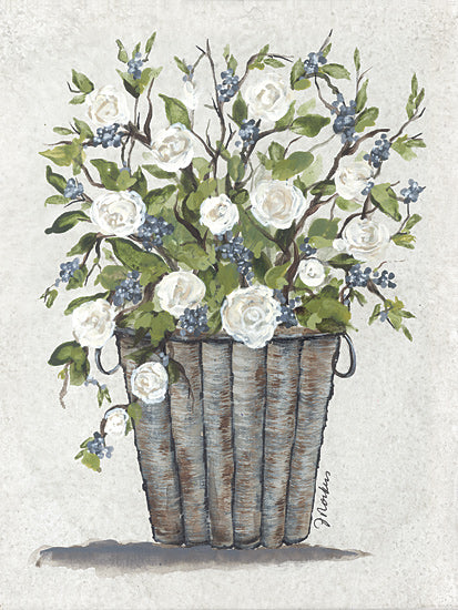 Julie Norkus NOR234 - NOR234 - Sweet Rose Basket - 12x16 Rose Basket, Roses, Basket, Primitive, Flowers from Penny Lane
