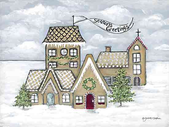 Julie NorKus NOR284 - NOR284 - Gingerbread Town - 16x12 Christmas, Holidays, Gingerbread Town, Village, Whimsical, Winter, Snow, Seasons Greetings, Typography, Signs, Textual Art, Banner, Decorative from Penny Lane
