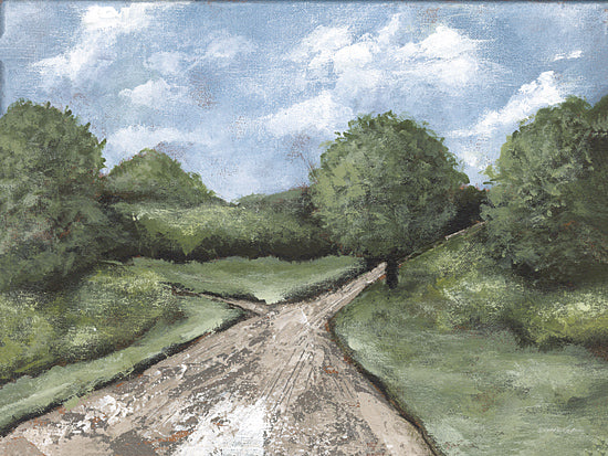 Julie Norkus NOR296 - NOR296 - Morning Walk - 16x12 Landscape, Abstract, Trees, Paths,  Sky, Clouds, Green, Blue from Penny Lane