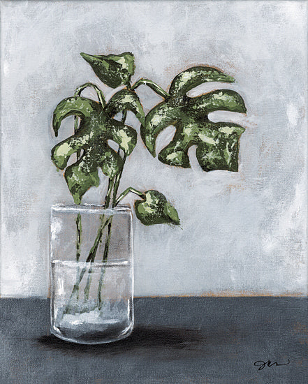 Julie Norkus NOR299 - NOR299 - Monstera Study - 12x16 Still Life, Botanical, Leaves, Monstera Leaves, Monstera Study, Glass Vase, Tropical from Penny Lane