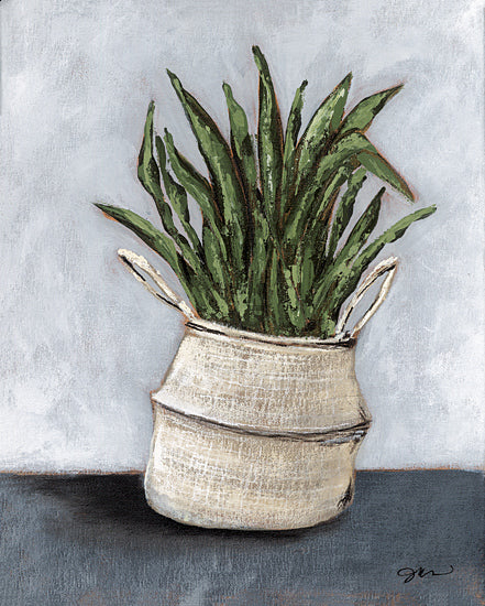 Julie Norkus NOR300 - NOR300 - Snake Study - 12x16 Still Life, Snake Plant, House Plant, Green Plant, Burlap Bag, Bohemian,  from Penny Lane