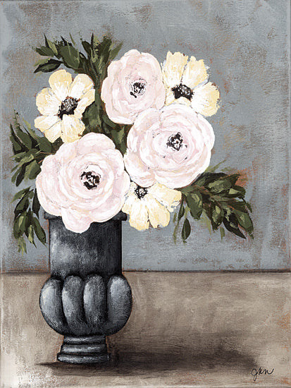 Julie Norkus NOR303 - NOR303 - Sunday Morning - 12x16 Flowers, Light Pink Flowers, Greenery, Bouquet, Blooms, Vase, Vintage from Penny Lane
