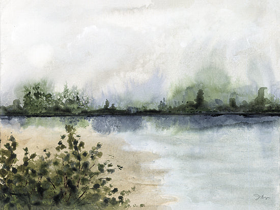 Julie Norkus NOR313 - NOR313 - Liquid Landscape #1 - 16x12 Landscape, Lake, Trees, Watercolor, Abstract, Green from Penny Lane