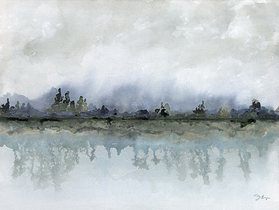 Julie Norkus NOR314 - NOR314 - Liquid Landscape #2 - 16x12 Landscape, Lake, Trees, Watercolor, Abstract, Reflections, Blue from Penny Lane