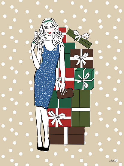 Martina Pavlova PAV312 - PAV312 - Festive Drink - 12x16 Woman, Drink, Presents, Dots, Fashion, Tween, Dress, Christmas from Penny Lane