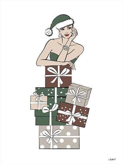Martina Pavlova PAV313 - PAV313 - Waiting for Christmas - 12x16 Woman, Santa Hat, Presents, Fashion, Tween from Penny Lane