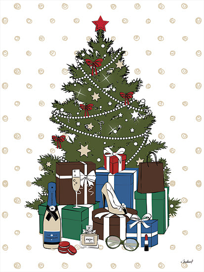 Martina Pavlova PAV314 - PAV314 - Christmas Gifts - 12x16 Christmas, Christmas Tree, Presents, Lipstick, Champagne, Fashion from Penny Lane