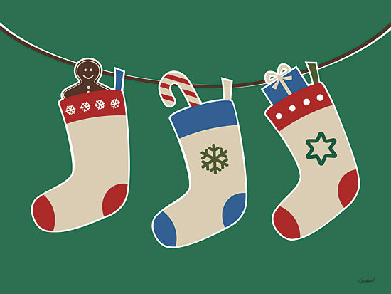 Martina Pavlova PAV315 - PAV315 - Christmas Socks - 16x12 Christmas, Christmas Stockings, Gingerbread Man, Candy Cane, Presents from Penny Lane