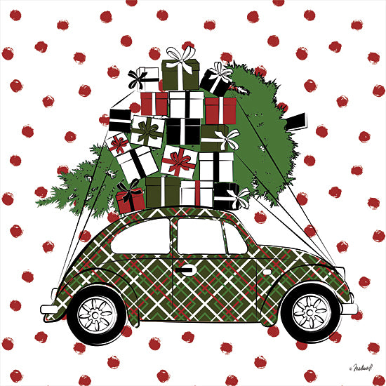 Martina Pavlova PAV320 - PAV320 - Christmas Car - 12x12 Christmas, Christmas Tree, Presents, Car, Dots from Penny Lane